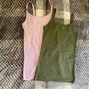 Army green and lavender color tank tops